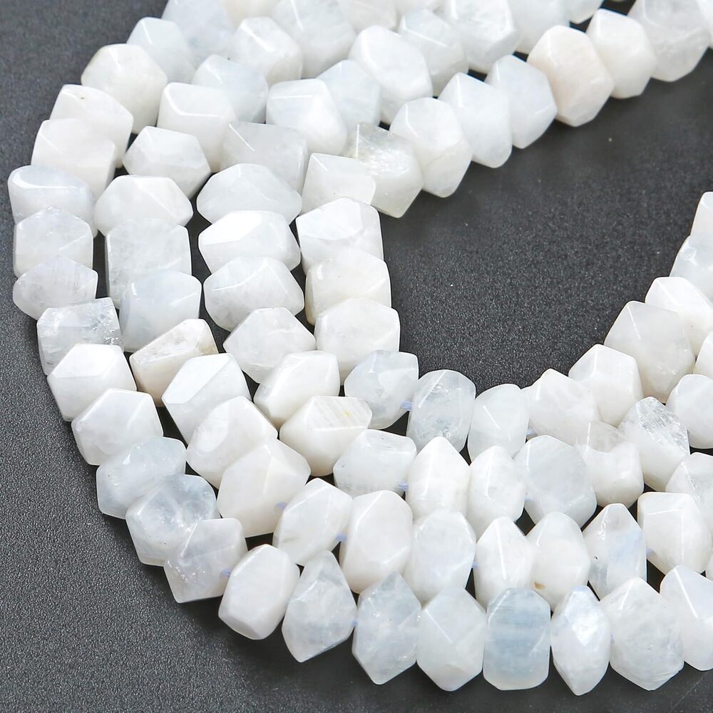 4866 6x11MM 50PCS White Moonstone Crystal Natural Beads 15 Inch Irregular